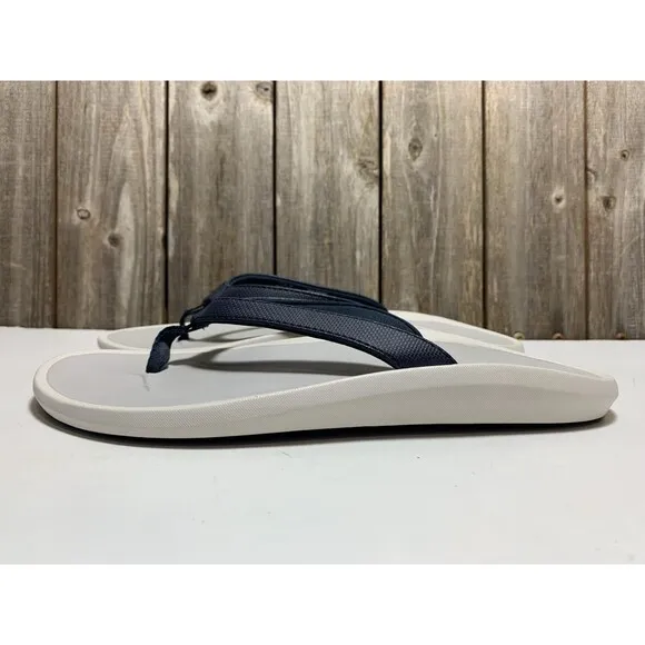 OLUKAI Pi'oe Blue Grey Women's Beach Sandals Water-Resistant Flip-Flop Slides 7