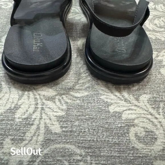 OluKai Women's La'i T-Bar Slingback Sandals Black Size 8 Standard Casual
