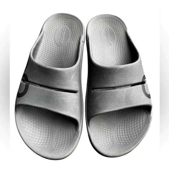 Oofos Ooahh Slide Sandals Mens Size 8 Gray Comfort Recovery Slides, Womens 10