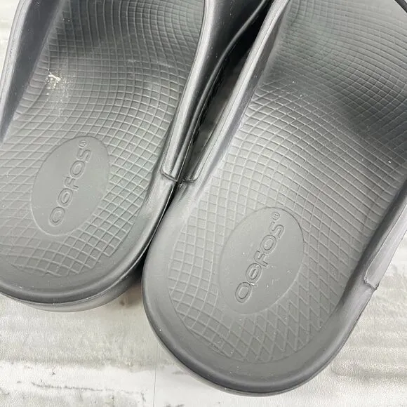 OOFOS OOahh Women's Size 9 Matte Black Slip On Comfort Recovery Slide Sandals