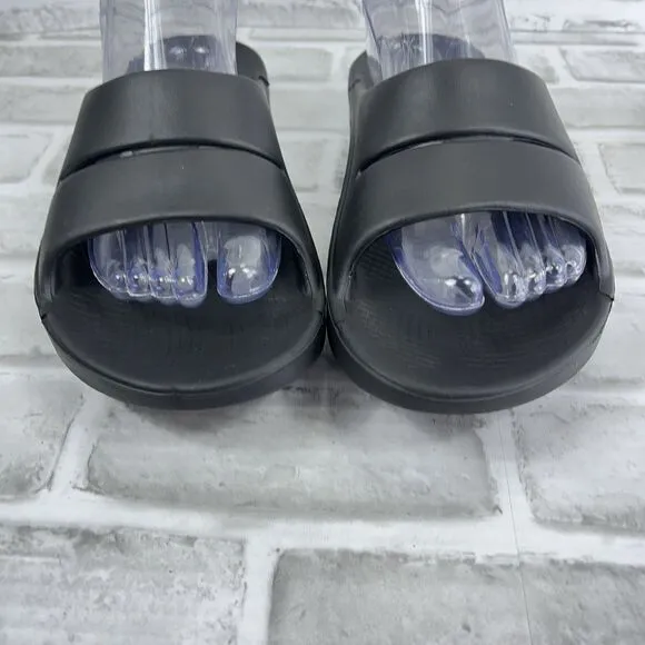 OOFOS OOahh Women's Size 9 Matte Black Slip On Comfort Recovery Slide Sandals