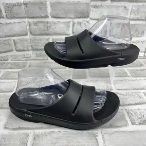 OOFOS OOahh Women's Size 9 Matte Black Slip On Comfort Recovery Slide Sandals
