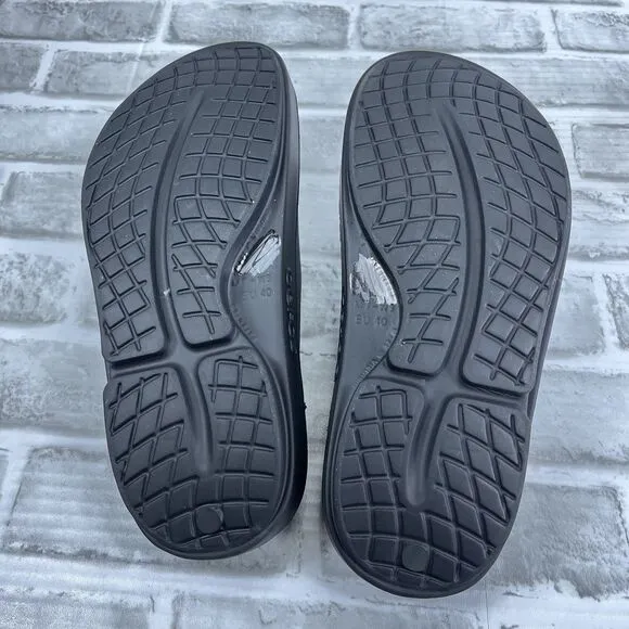 OOFOS OOahh Women's Size 9 Matte Black Slip On Comfort Recovery Slide Sandals