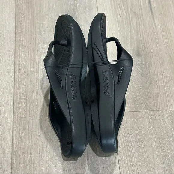 Oofos Ooriginal Womens SZ 7 Recovery Slip-On Thong Flip Flops Sandals Black NWOB