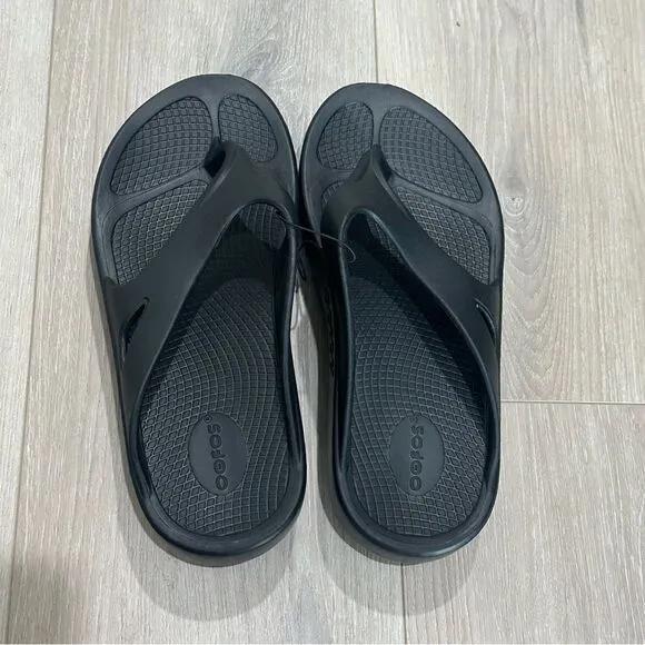 Oofos Ooriginal Womens SZ 7 Recovery Slip-On Thong Flip Flops Sandals Black NWOB