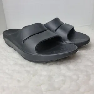 OOFOS Recovery Womens Sandals Slides Size 10 Black Comfort Cushion