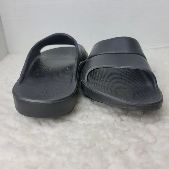 OOFOS Recovery Womens Sandals Slides Size 10 Black Comfort Cushion