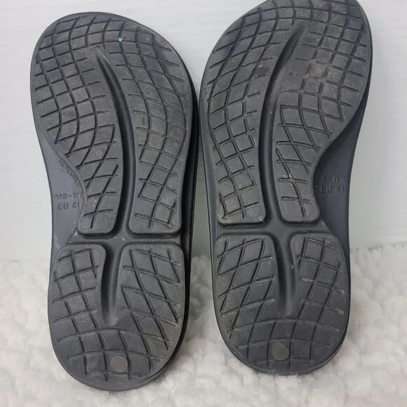 OOFOS Recovery Womens Sandals Slides Size 10 Black Comfort Cushion