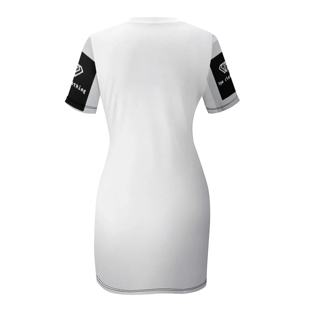 OPM OP LADY White Crew Neck Short Sleeve Dress