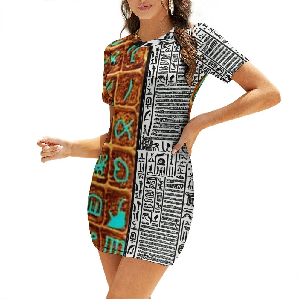 OPM OP LADY White Crew Neck Short Sleeve Dress