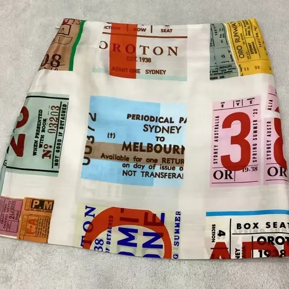 Oroton Ticket Print Mini Skirt