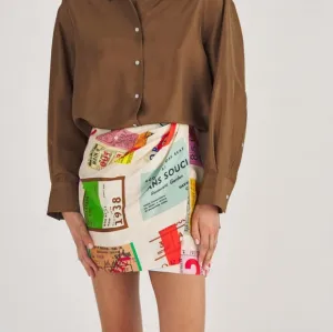 Oroton Ticket Print Mini Skirt