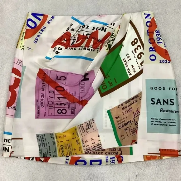 Oroton Ticket Print Mini Skirt