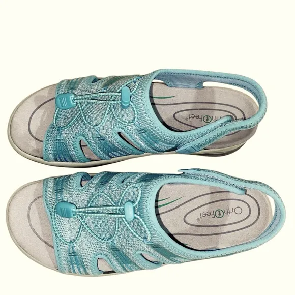 Orthofeet Turquoise Stretchable Wide Orthopedic Maui Sandals Size 8.5 D