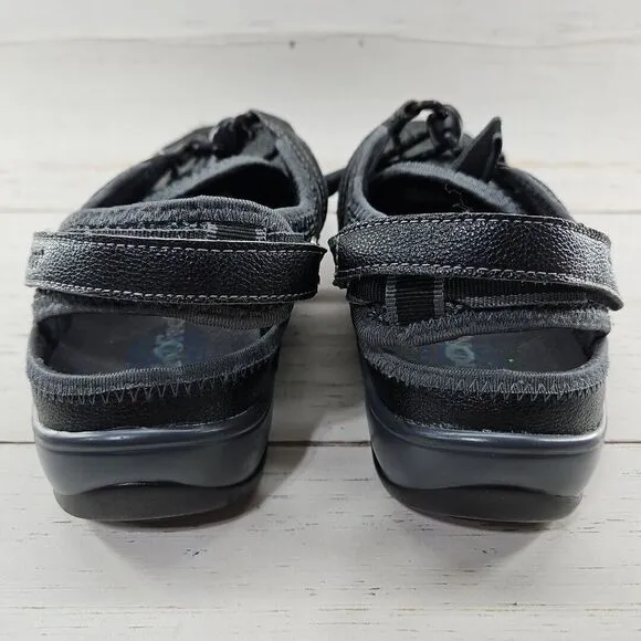 Orthofeet Verona Sandals Women 11D Wide Black Gray Leather Comfort Fisherman 991