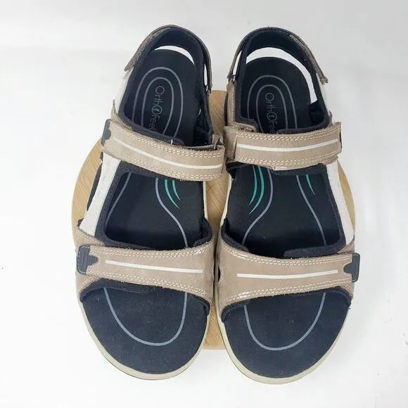 Orthofeet Sandals Womens 10.5 D WIDE Venice Brown Straps Comfort Walking Shoes