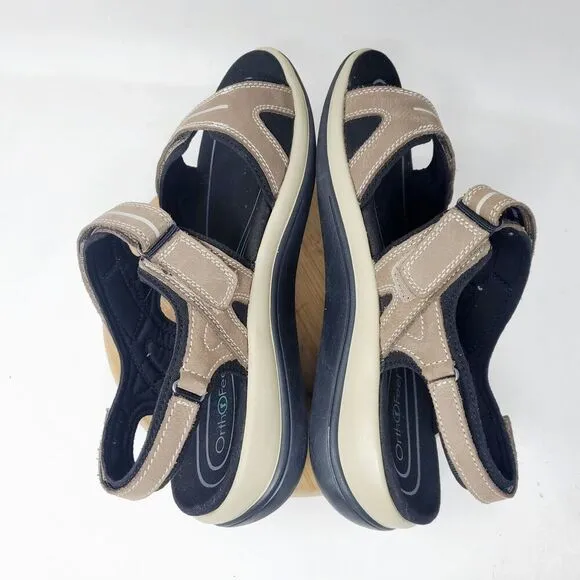 Orthofeet Sandals Womens 10.5 D WIDE Venice Brown Straps Comfort Walking Shoes