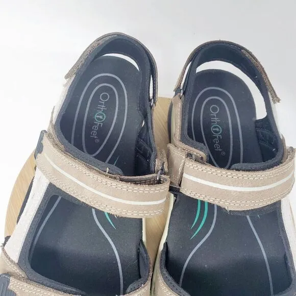 Orthofeet Sandals Womens 10.5 D WIDE Venice Brown Straps Comfort Walking Shoes