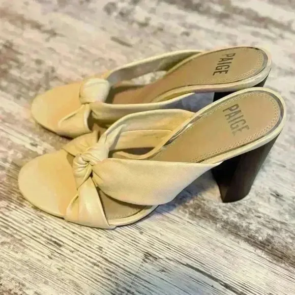 Paige Sabina slip-on women’s high heel sandals off white leather size 7.5