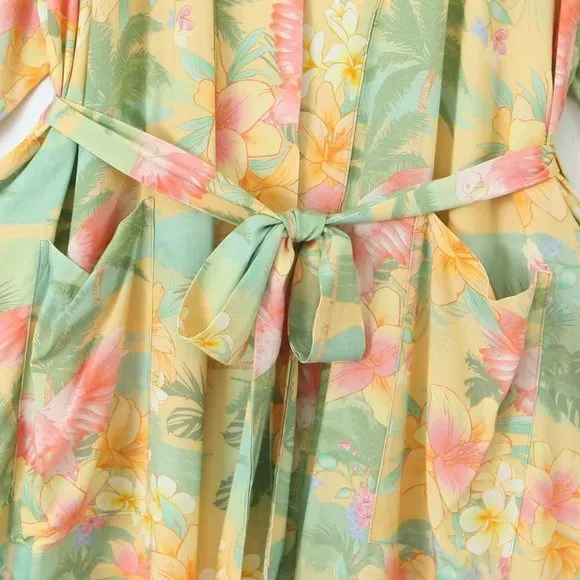 Palm Beach Floral Hibiscus Boho Kimono Robe