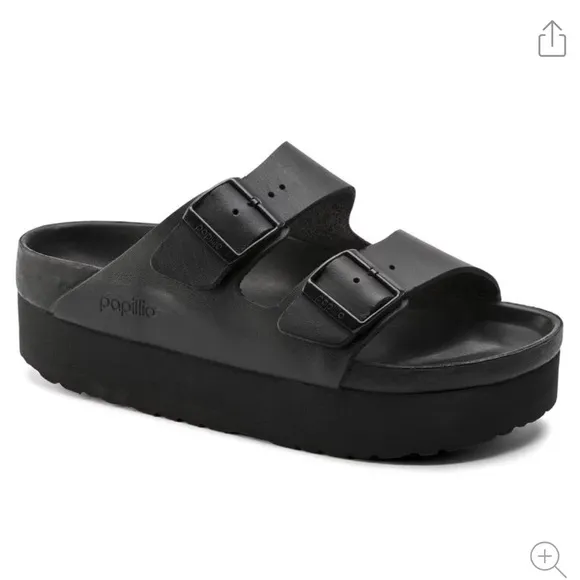 Papillio Birkenstock Black Arizona Platform Sandals - 41/10