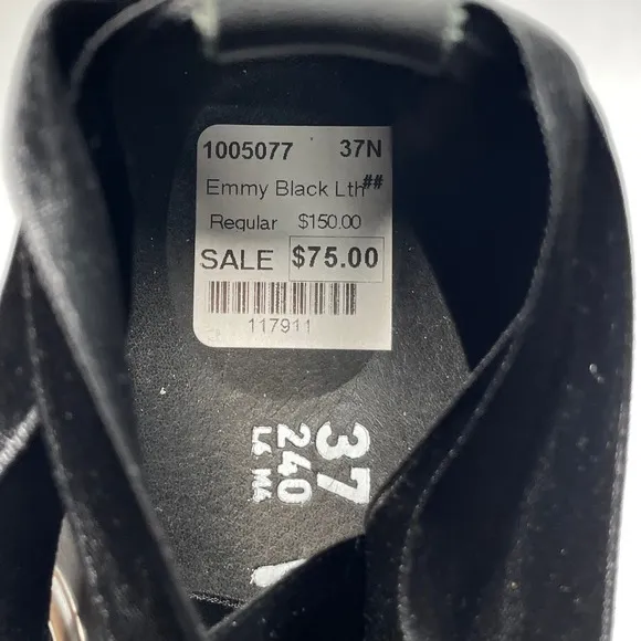 Papillio Birkenstock EMMY Sandals Womens 37/6.5 Black Leather Wedge Comfort NEW