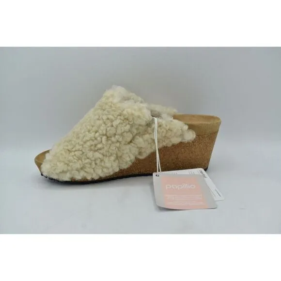 Papillio Birkenstock EU 39 US 8 Namica Teddy Eggshell Narrow Fit Wedge Sandals