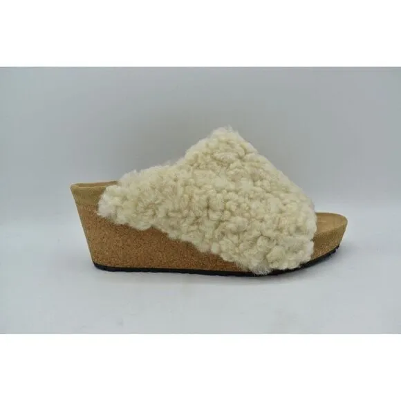 Papillio Birkenstock EU 39 US 8 Namica Teddy Eggshell Narrow Fit Wedge Sandals