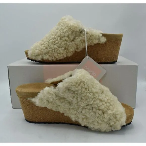 Papillio Birkenstock EU 39 US 8 Namica Teddy Eggshell Narrow Fit Wedge Sandals