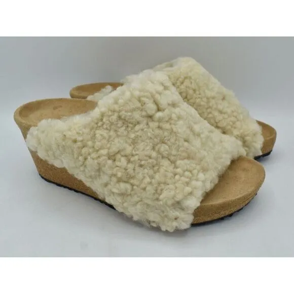 Papillio Birkenstock EU 39 US 8 Namica Teddy Eggshell Narrow Fit Wedge Sandals