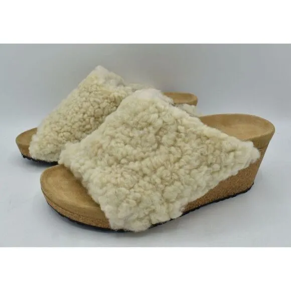 Papillio Birkenstock EU 39 US 8 Namica Teddy Eggshell Narrow Fit Wedge Sandals