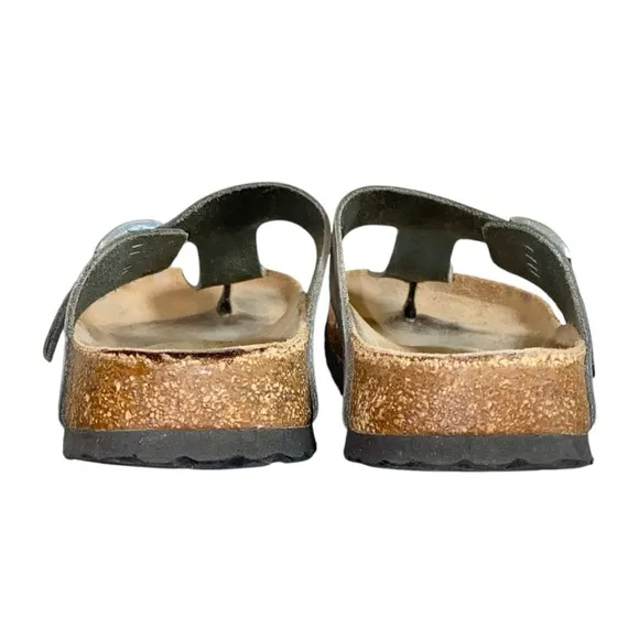 Papillio By Birkenstock Gizeh Metallic Silver Leather Slip-On Thong Sandals