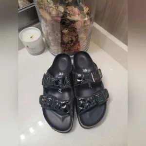 Papillio by Birkenstock Women's Arizona French Piping Padded Black Size 9