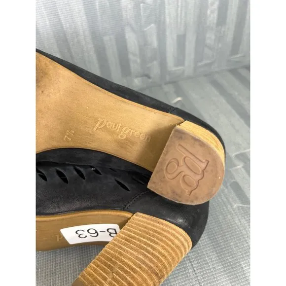 Paul Green Bali Bootie Sandals Black Size 7.5 Lace Up Leather