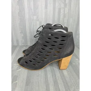 Paul Green Bali Bootie Sandals Black Size 7.5 Lace Up Leather