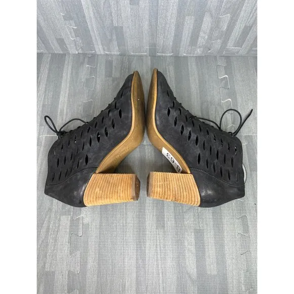 Paul Green Bali Bootie Sandals Black Size 7.5 Lace Up Leather