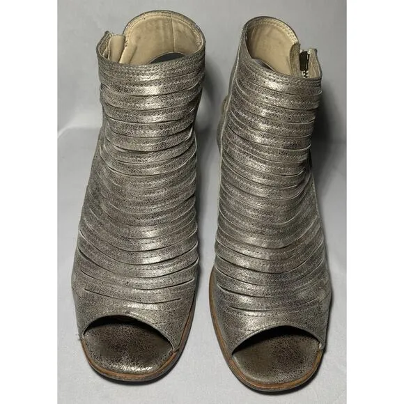 Paul green cayenne shimmer metallic peep toe sandals booties size UK 6.5 US 9