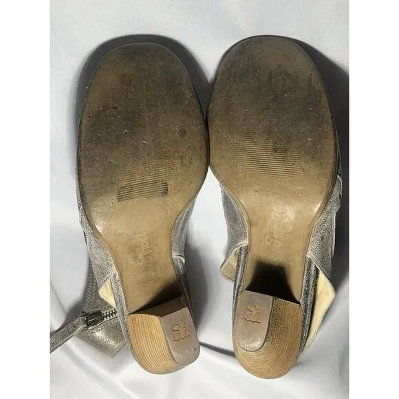 Paul green cayenne shimmer metallic peep toe sandals booties size UK 6.5 US 9