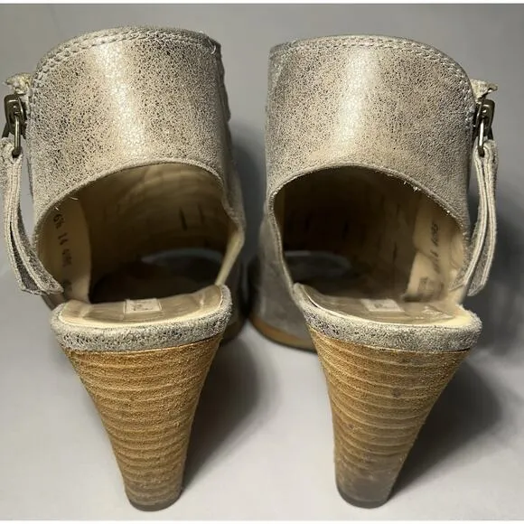 Paul green cayenne shimmer metallic peep toe sandals booties size UK 6.5 US 9