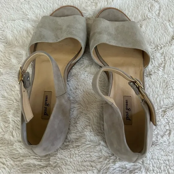 Paul Green Light Taupe Grey w/Gold-Shimmer Sandals