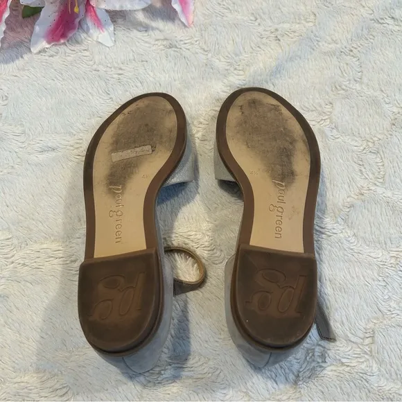 Paul Green Light Taupe Grey w/Gold-Shimmer Sandals