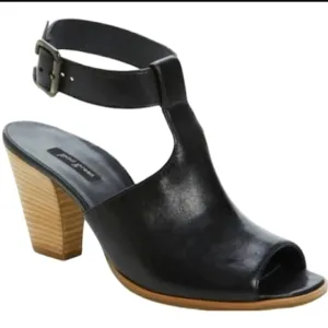 Paul Green Madonna Black Leather Heeled Sandals