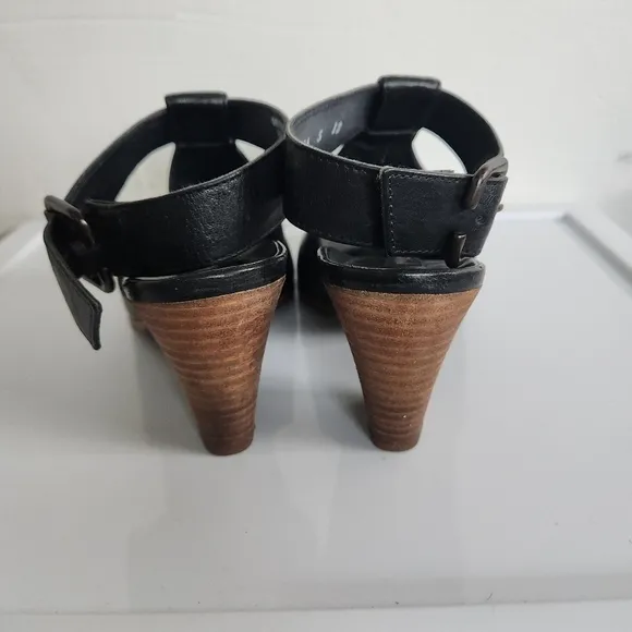 Paul Green Madonna Black Leather Heeled Sandals