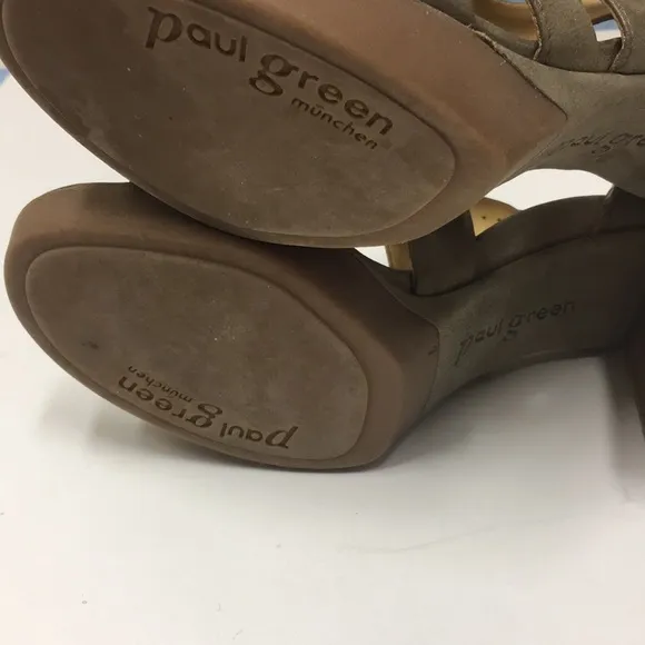 Paul Green Taylor olive leather sandals heels 8.5