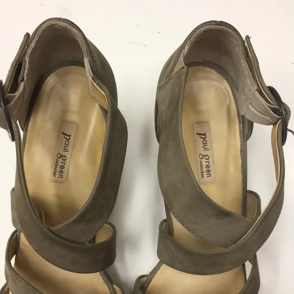 Paul Green Taylor olive leather sandals heels 8.5