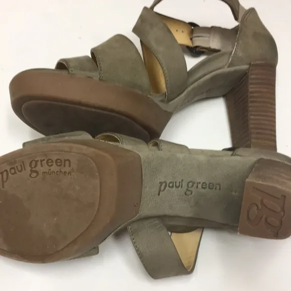 Paul Green Taylor olive leather sandals heels 8.5