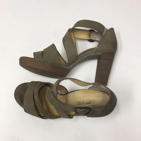 Paul Green Taylor olive leather sandals heels 8.5