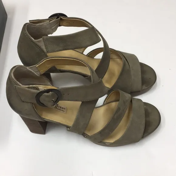 Paul Green Taylor olive leather sandals heels 8.5