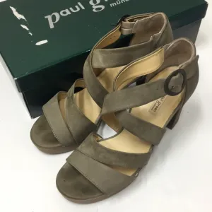 Paul Green Taylor olive leather sandals heels 8.5