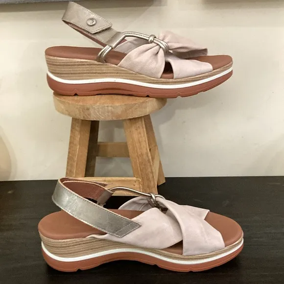PAULA URBAN WEDGE  LEATHER SANDALS made in Spain  2-416  WOMENS
